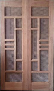 Plain Polished Wood Jali Door, Open Style : Swing