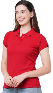 50% Cotton/50% Polyester Plain Ladies Polo T-shirts