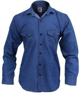 Mens Plain Full Sleeve Blue Denim Shirt