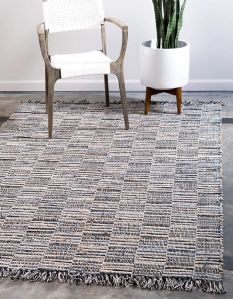 Chindi Jute Collection Hand Woven Natural Fibers Blue Area Rug