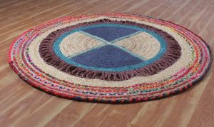 Indian Handmade Round Outdoor Doormats Cotton Jute Rug