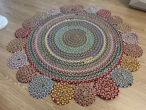 Multicolor Natural Round Jute Rug