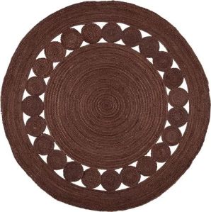 Plain Dark Brown Round Jute Rug