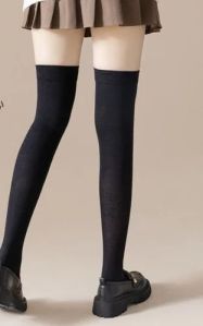 Plain Ladies Elastane Stocking Socks, Color : Black All Sizes