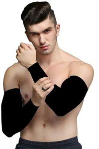 Plain Mens Cotton Arm Sleeves, Color : Black for Sun Protection