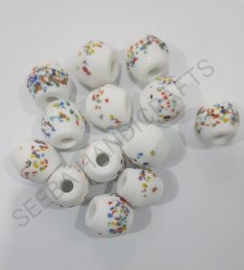 Seeba Handicrafts Glossy Bajri Glass Beads, Beads Shape : Oval