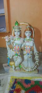 Color Coated 1 Feet Marble Radha Krishna Statue, Color : Multicolors