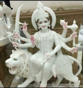 Polished White Marble Durga Maa Statue, Speciality : Shiny