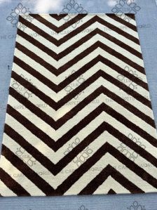 Woolen Zigzag Pattern Hand Tufted Carpet, Color : Multicolor