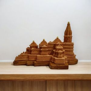 Coated Polymer Clay Handcrafted Miniature Ramlala Mandir for Home Use