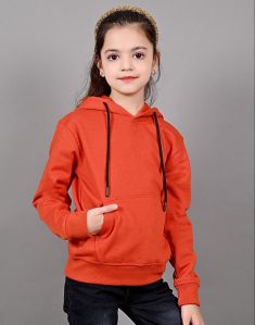 Girls Fleece Plain Hooded Sweatshirt M