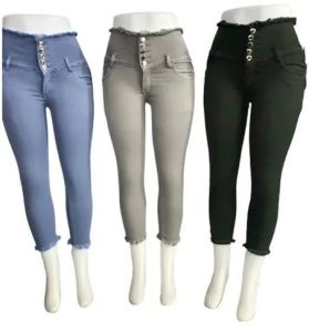 Plain Ladies Denim Jeans, Stretch Type : Stretchable