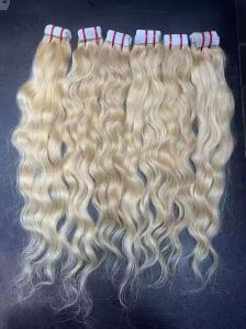 Blonde Tapein Hair Extension Curly, Gender : Female