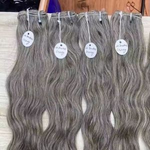 Indian Raw Human Hair Extension, Color : Grey Wavy