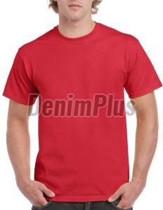 Cotton Plain Round Neck T-shirt, Color : Red