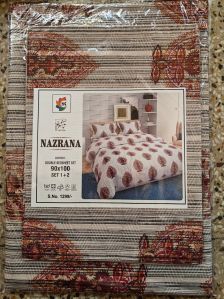 Printed Nazrana Cotton Bed Sheet 90x100 Inch For Hotel, Home