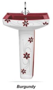 Printed Burgundy Pedestal Wash Basin