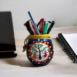 Corporate Gifting Hand Painted Terracotta Pen Pot