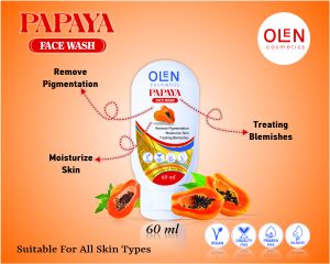 Olen Papaya Face Wash, Color : Orange, Gender : Unisex