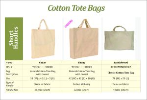 Short Handle Cotton Tote Bags