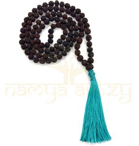 8mm Hand-knotted Mix-Faces Black Rudraksha Japa Tassel Mala