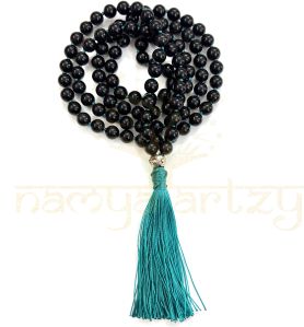 Handmade, Sparkle Black Onyx 108 Beads Hand-Knotted Japa MalaNecklace