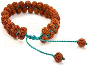 Handmade Natural Mix Faces Rudraksha 8mm Bead Double Line Macrame Healing Bracelet