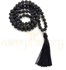 Handmade, Volcano Lava 108 Beads Hand-Knotted Japa MalaNecklace