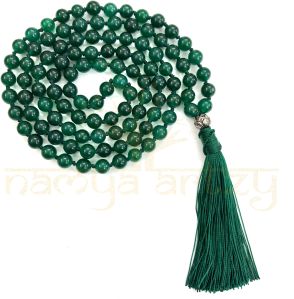 Handmade, Sparkle Green Aventurine 108 Beads Hand-Knotted Japa MalaNecklace