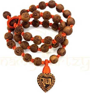 Tulsi Radha Carved Neck-beads Mala Necklace With Hand-Knotted Macrame Finished | Tulsi Mala