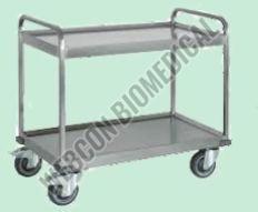 Sliver Rectangular Powder Coated Stainless Steel Instrument Trolley