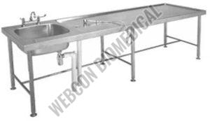 Webcon Biomedical Stainless Steel Post Mortem Table, For Hospital, Size : Multisizes