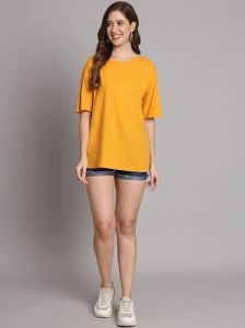 Yellow Solid Tshirt for Women