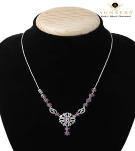 925 Sterling Silver Womens Mini Necklace with CZ Diamond