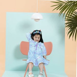 Muslin Girls Party Wear Check Cotton Frock