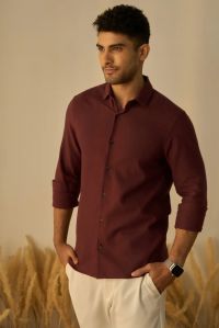 Burgundy Colour Mens Cotton Shirt