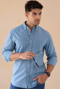 Chambray Small Motifs Mens Cotton Shirt