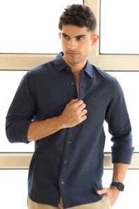 Dark Navy Tonal Checks Mens 100% Cotton Shirt