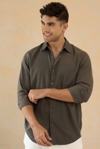 Dusted Green Mens Cotton Shirt