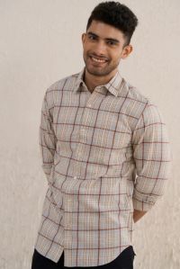 Light Grey Checks 100% Cotton Mens Shirt