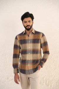 Rustic Brown Checks 100% Cotton Mens Shirt