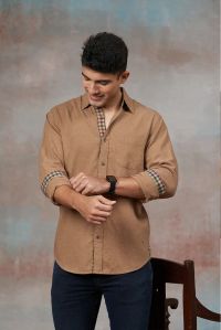 Warm Caramel Heather Mens Cotton Shirt