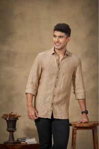 Warm Khakhi Mens Linen Shirt