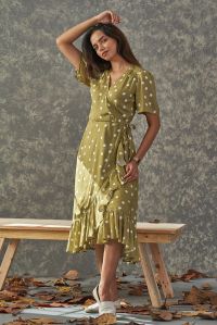 Women Ruffle Wrap Dress With Yoke Attachment