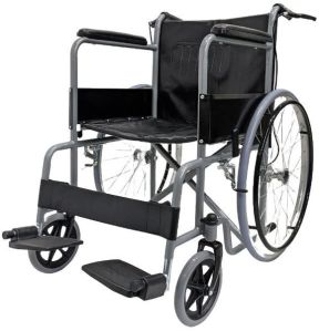 SS & Upholstery Leather Manual Handicap Wheelchair for Home, Offices