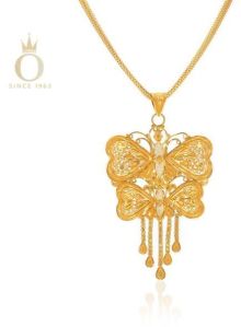 Dual Butterfly Ladies Gold Pendant