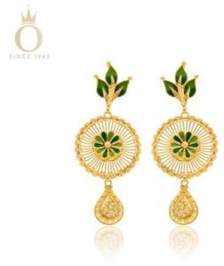 Leafy Bloom Ladies Gold Drop Earrings