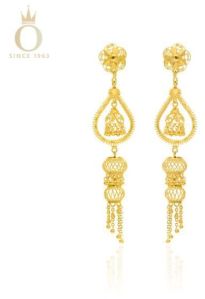 Sleek Droplet Ladies Gold Drop Earrings