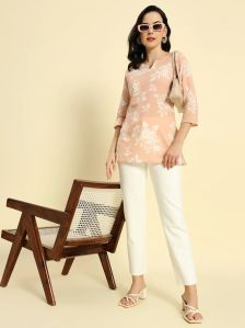 Kashana Peachy Pink Cotton Kurti For Women XL, 2XL