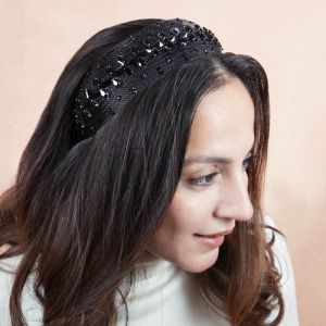 Black HDC X Emily In Paris Crystal Women Mesh Hair Band